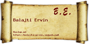Balajti Ervin névjegykártya